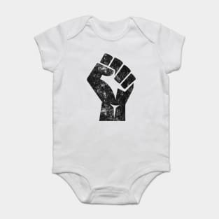 Big Black Raised Fist Salute of Unity Solidarity Resistance Baby Bodysuit